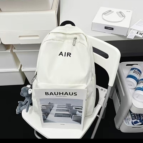 Black Book bag. Chic. Large capacity. Inspired by Bauhaus architecture .Backpack - Picture 3 of 9